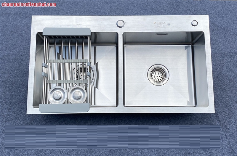 Chậu rửa bát hai hố inox 304 cân, lệch