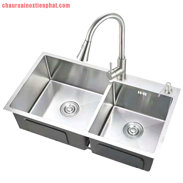 Chậu rửa bát hai hố inox 304 cân, lệch