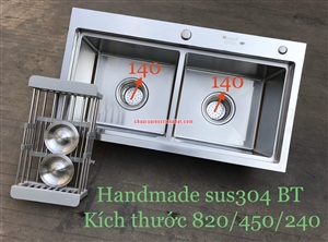 Chậu rửa bát hai hố bậc thang cân/lệch 304
